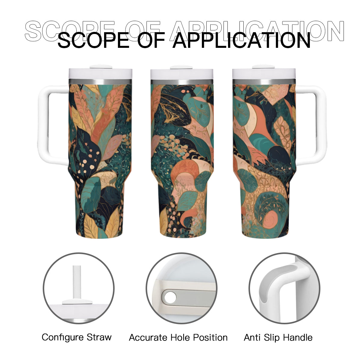 Abstract Wonder Large Capacity Tumbler with Handle