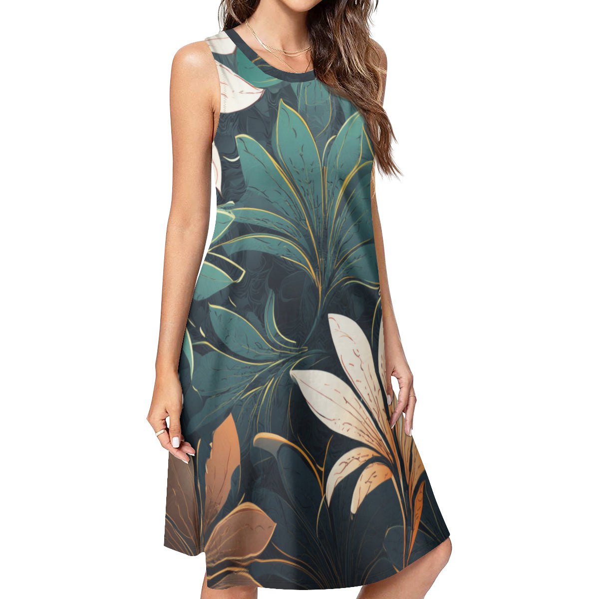 women's polyester casual dresses Levmjia Women's Floral Autumn Dress V-Neck Long Sleeve Ruffled Polyester Casual with Elastic Waist Comfortable Vacation Office Wear Multi Color