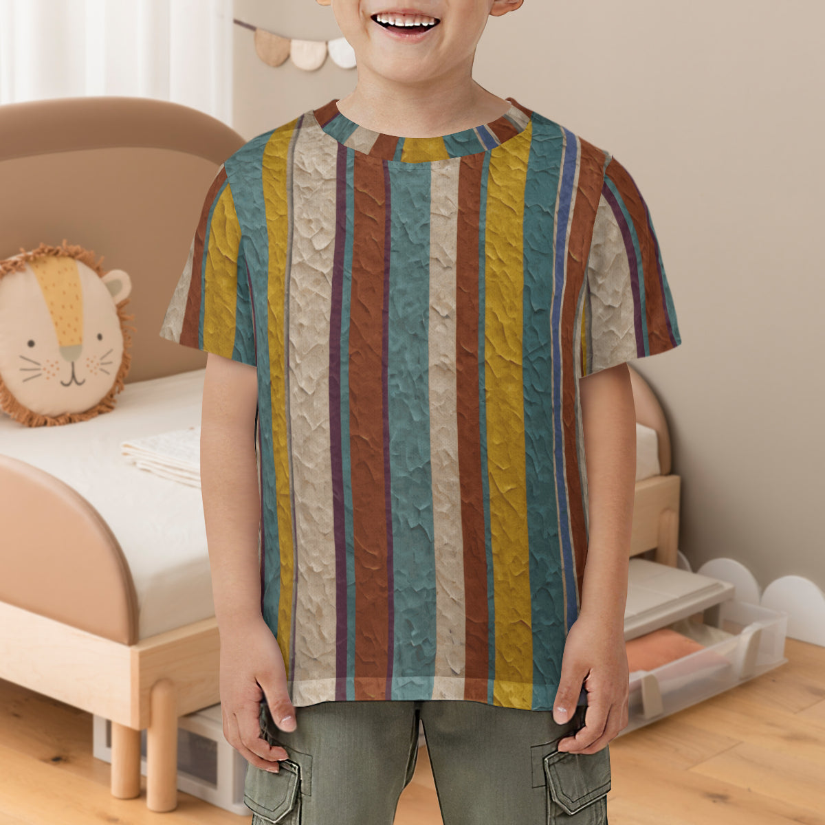 Strip Design Mesh Children's T-Shirt | Polyester
