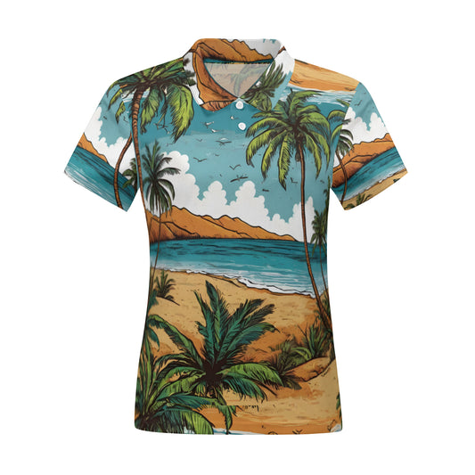 Beach Front Women's Short-Sleeved Polo Shirt