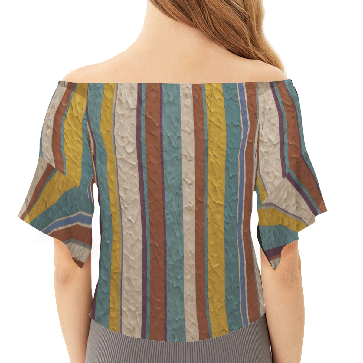 Strip Design Women's One-shoulder Tie Short Sleeves T-shirt | Polyester