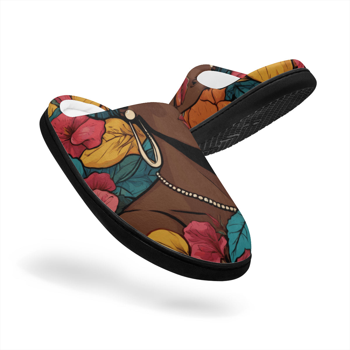 Melanin Queen Personalized Warm Cotton Slippers | Flannel