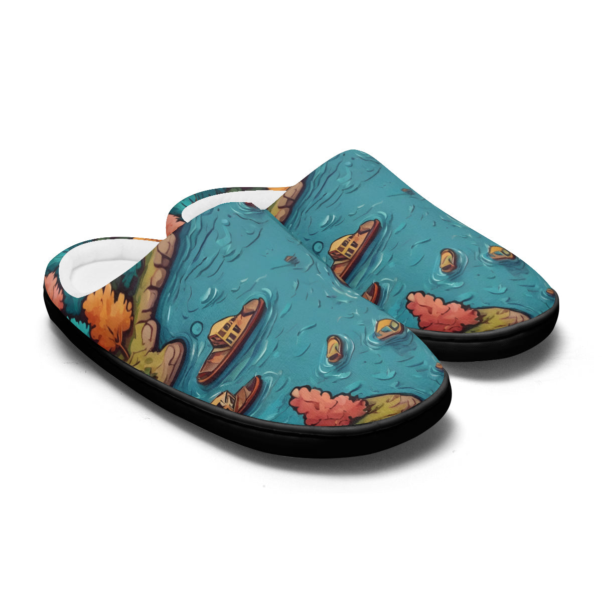 River Front Design Personalized Warm Cotton Slippers | Flannel