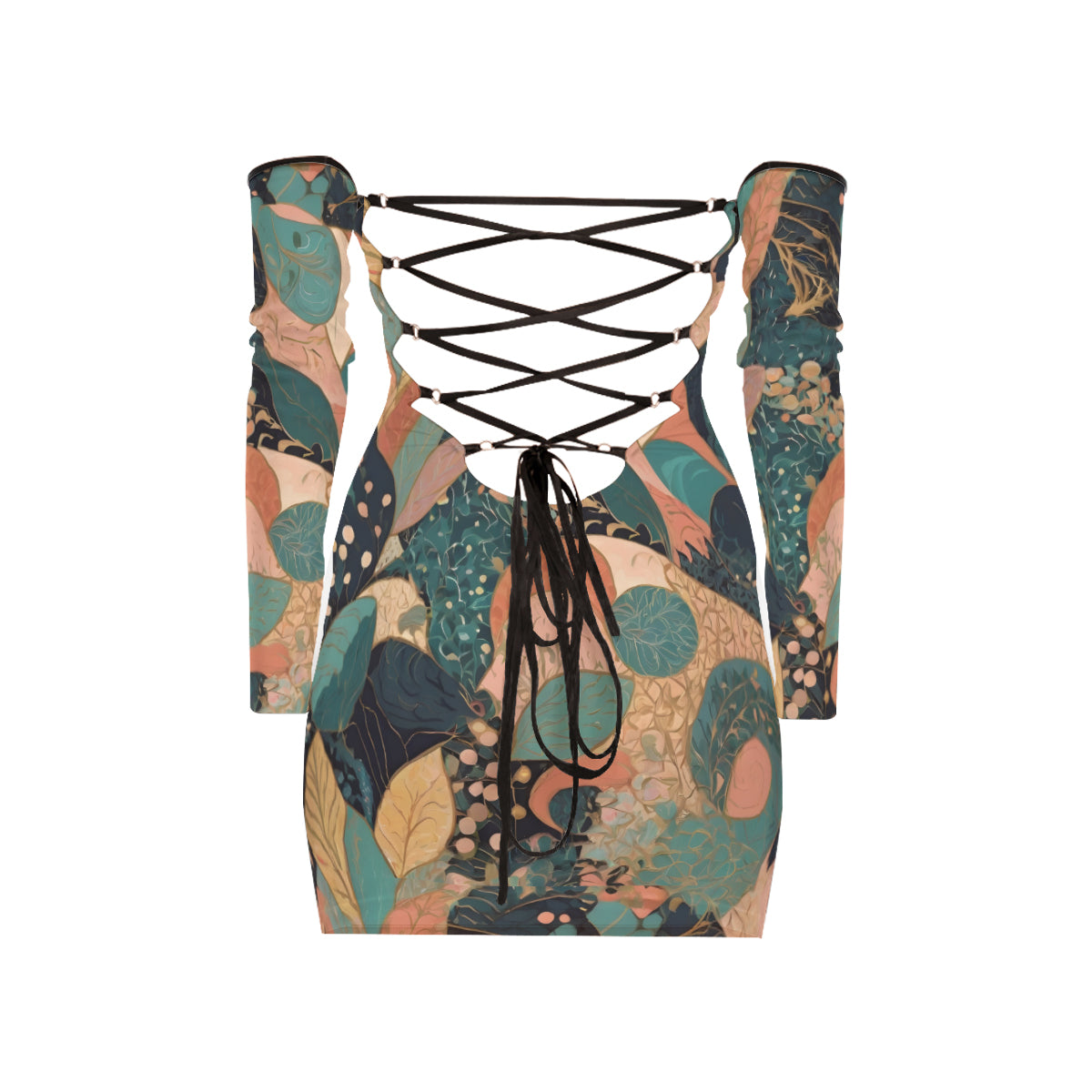 Abstract Wonder Women's Off-shoulder Back Lace-up Dress