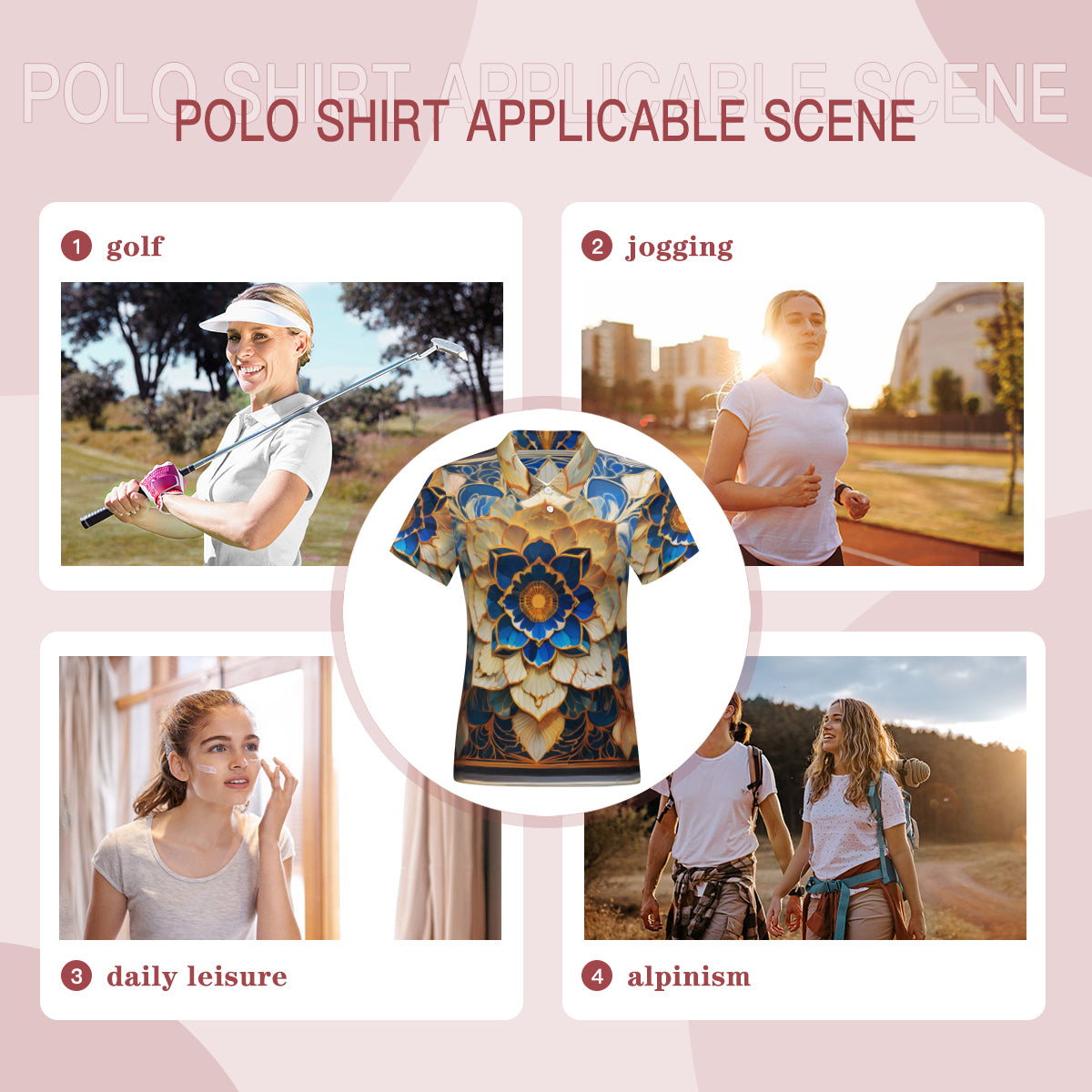 Elegant Floral Women's Short-Sleeved Polo Shirt