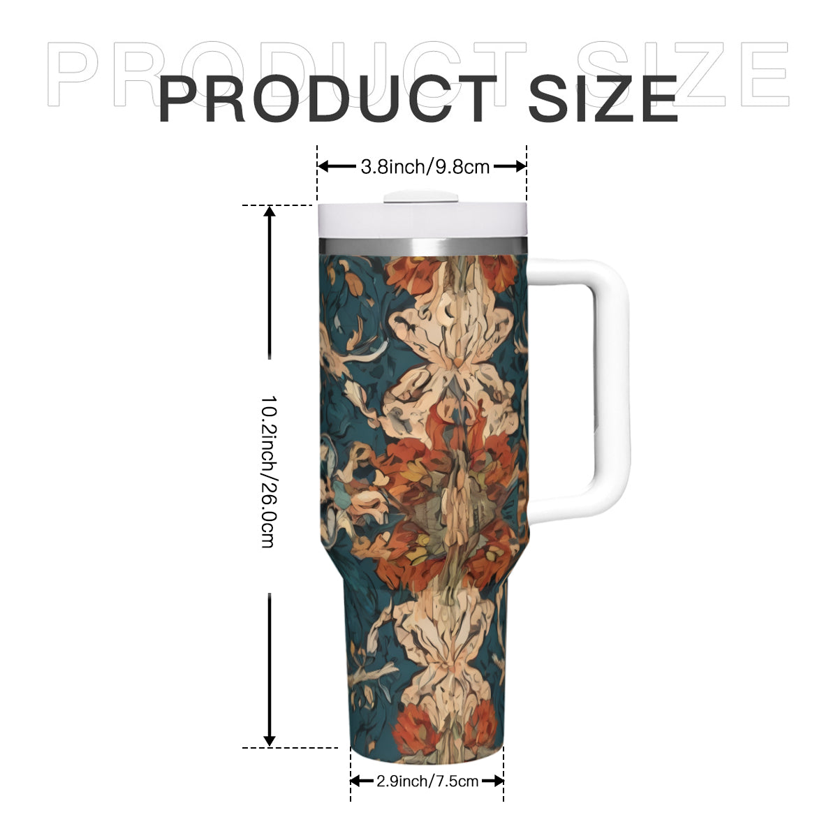 Abstract Design Large Capacity Tumbler with Handle(1100ml/40oz) | Stainless Steel 304