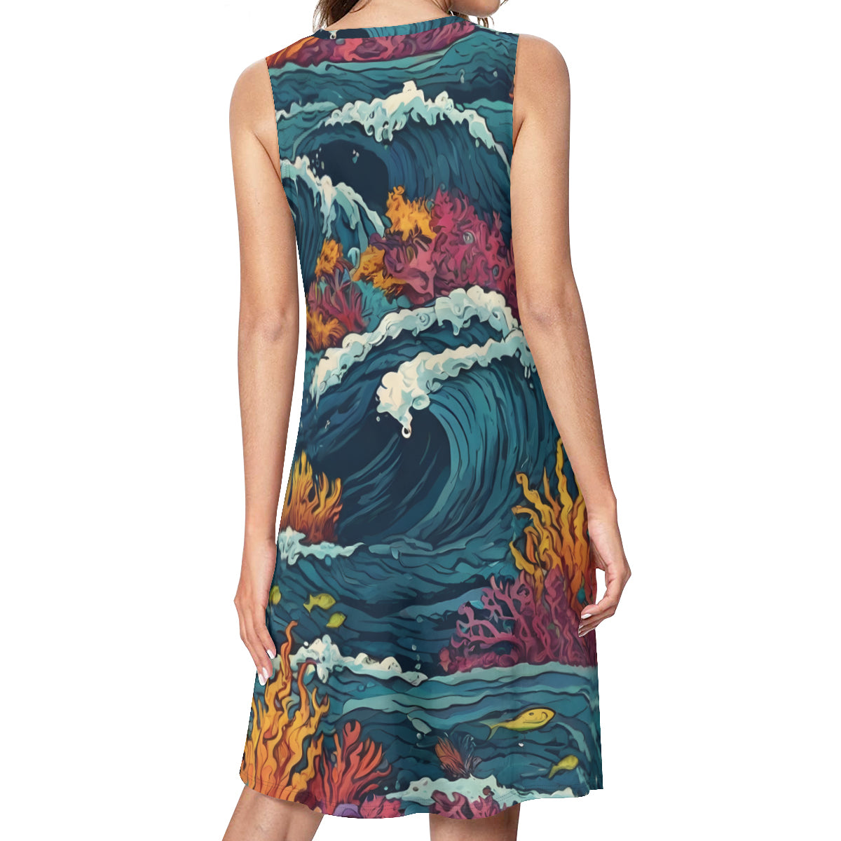 Ocean Waves Women's Casual Dress | Polyester