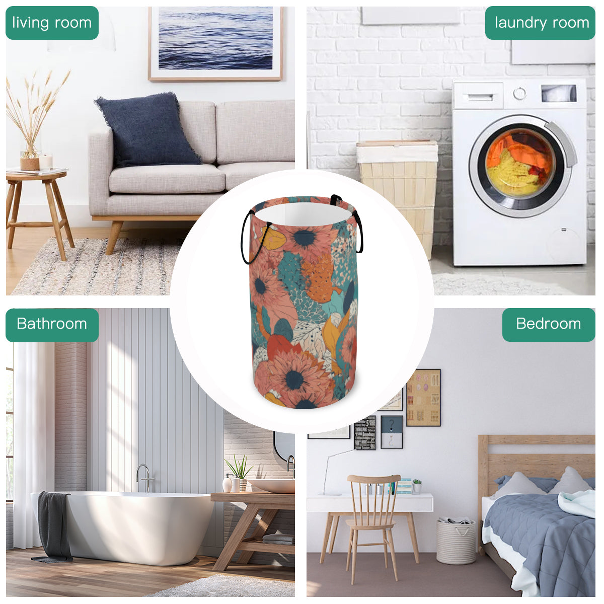 Awesome Floral Large Capacity Foldable Laundry Basket | Polyester