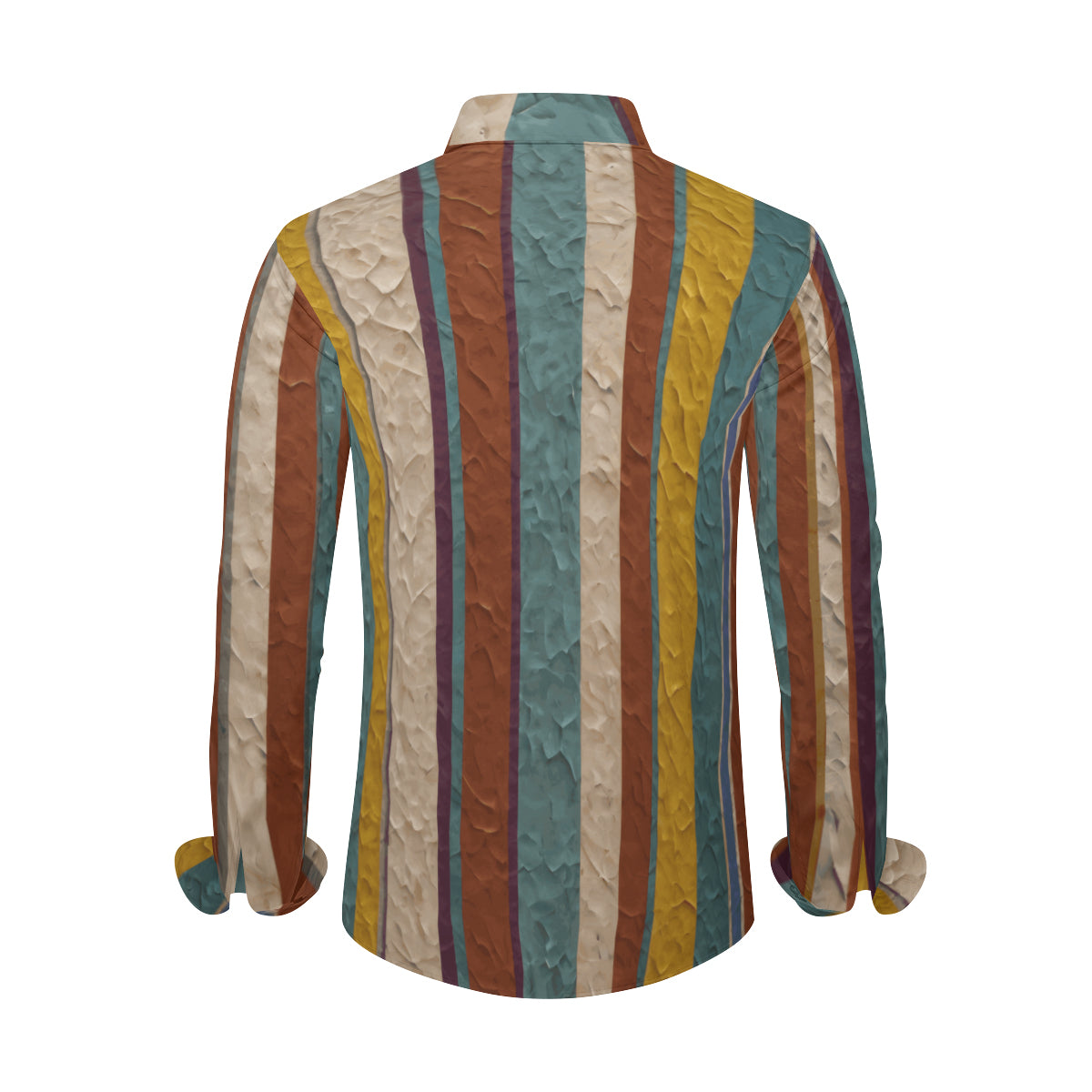 Strip Design Men's Classic Long-Sleeved Shirt | Polyester