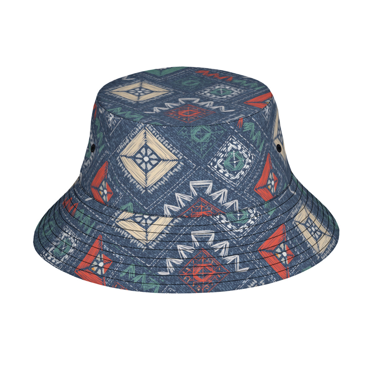 Denim Abstract Design Double-Sided Fisherman Hat | Polyester