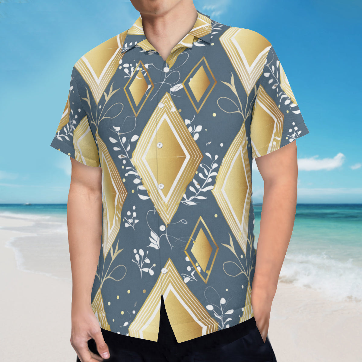 Abstract Gold Hawaiian Shirt