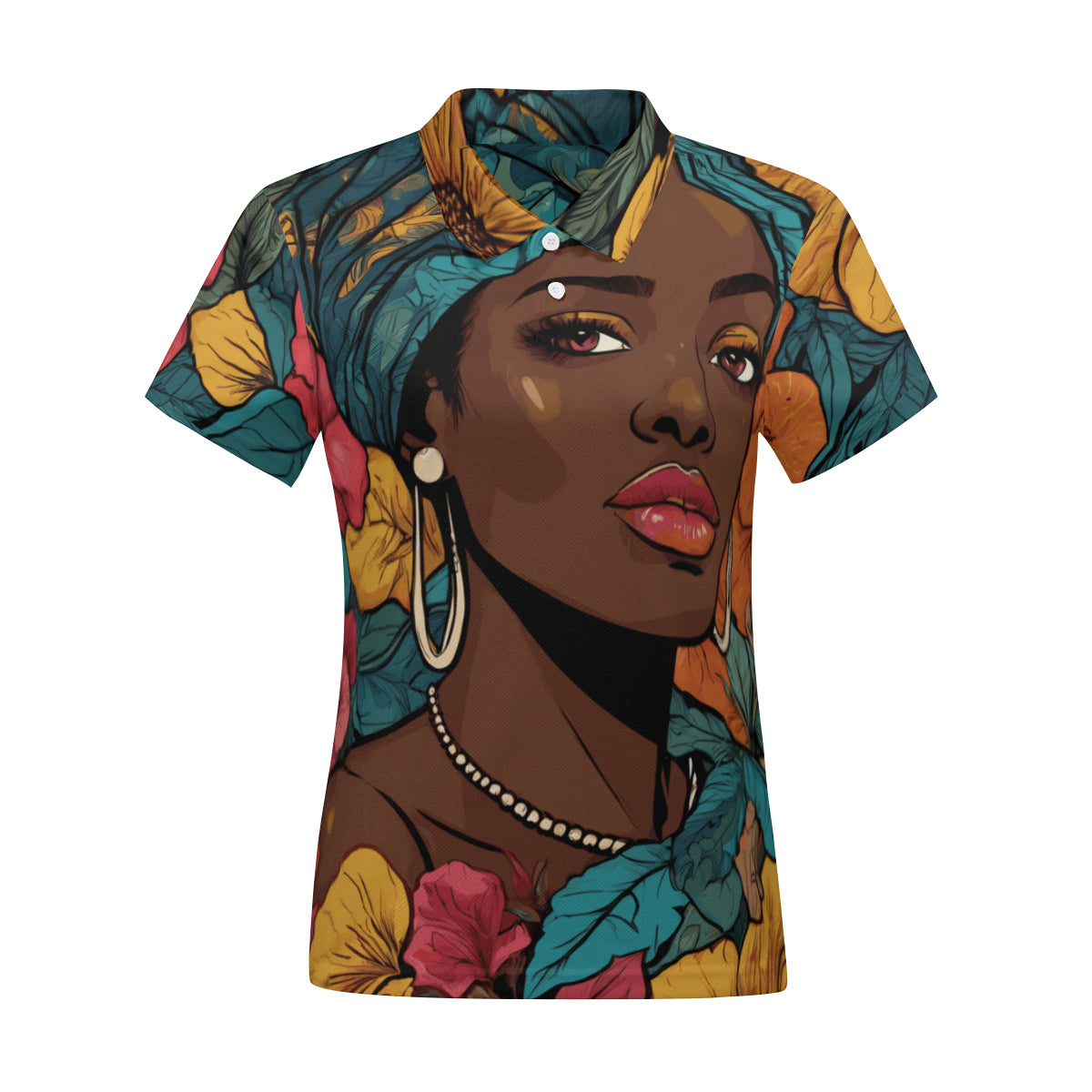 Melanin Queen Women's Short-Sleeved Polo Shirt|Polyester