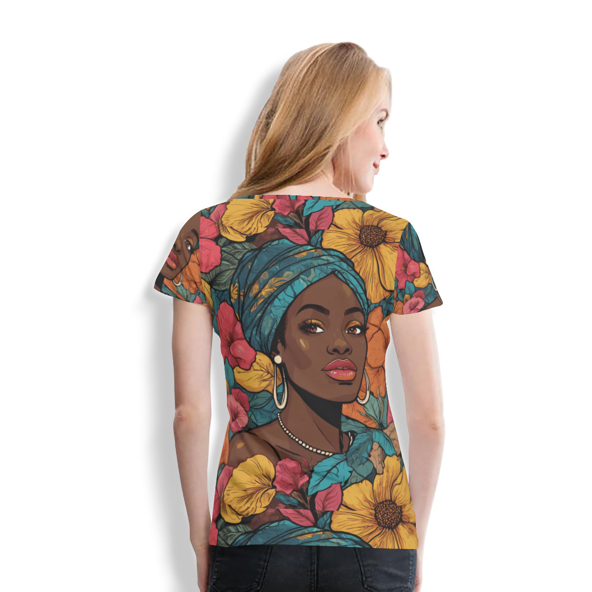 Melanin Queen Women's Short Sleeve T-Shirt(Multi-Faceted Design) | Polyester