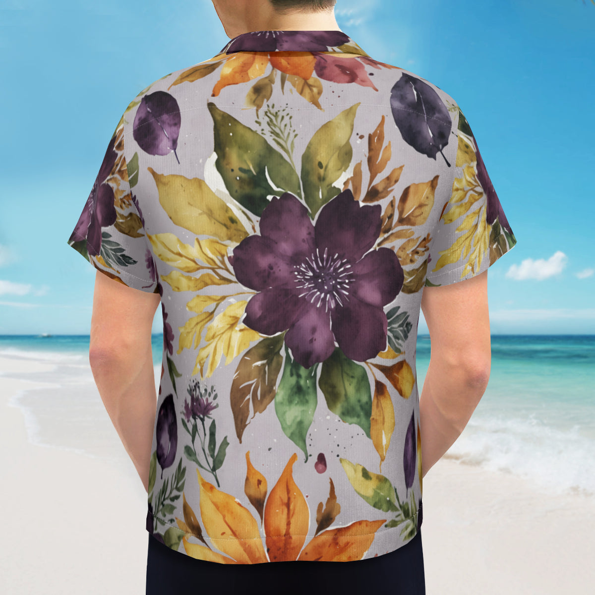 Velvet Floral Hawaiian Shirt(No chest pocket) | Polyester
