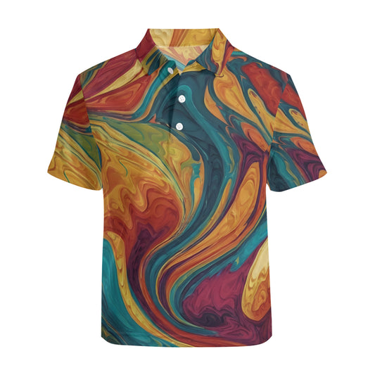 Colorful Design Men's Premium European Size POLO Shirt | 95% Polyester+5% Spandex