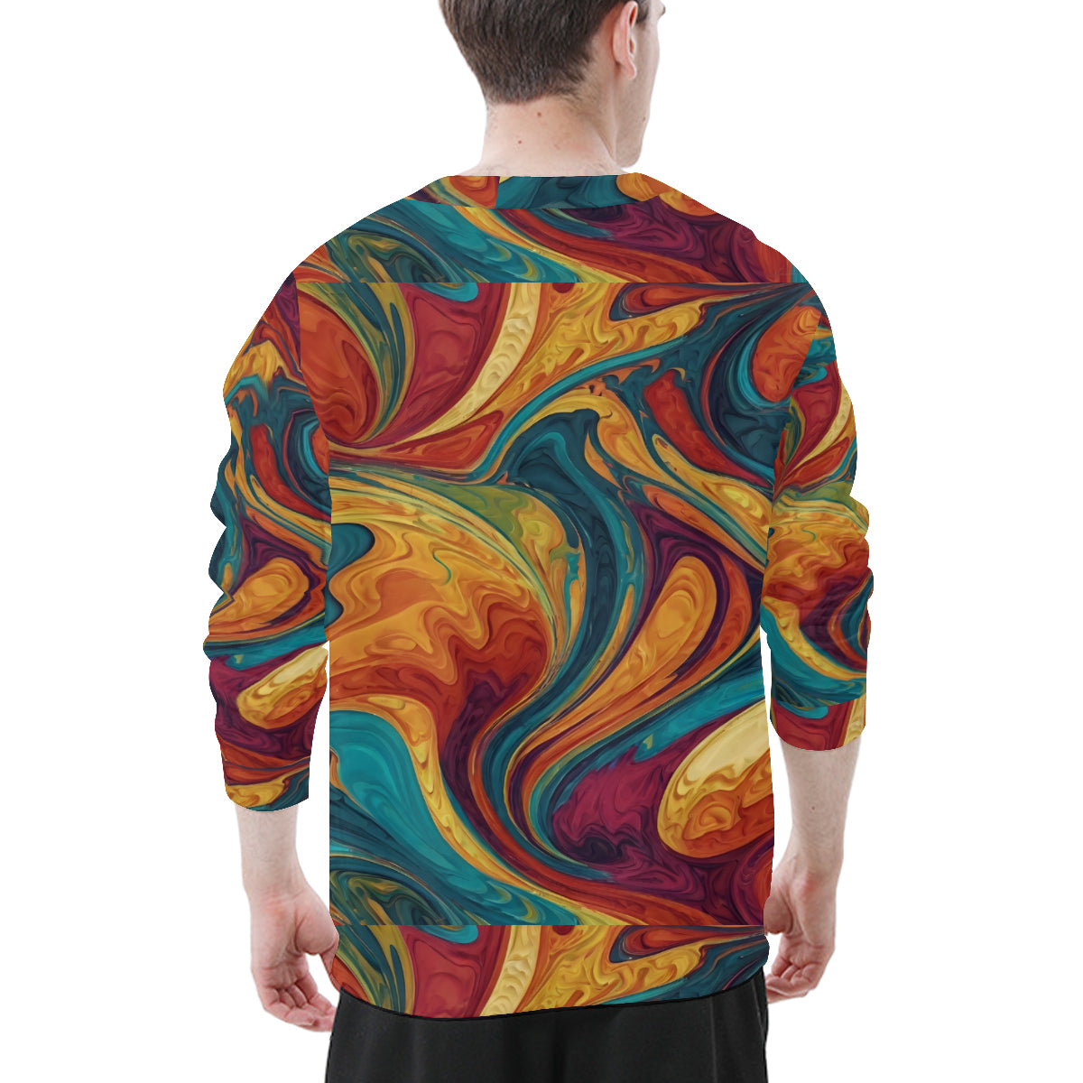 Colorful Design Men's O-Neck EU Size Long-Sleeved T-Shirt | 180GSM Cotton