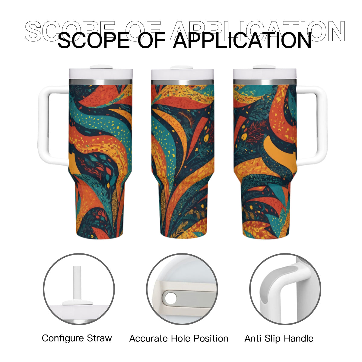 Abstract Beauty Large Capacity Tumbler with Handle
