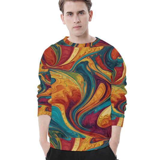 Colorful Design Men's O-Neck EU Size Long-Sleeved T-Shirt | 180GSM Cotton