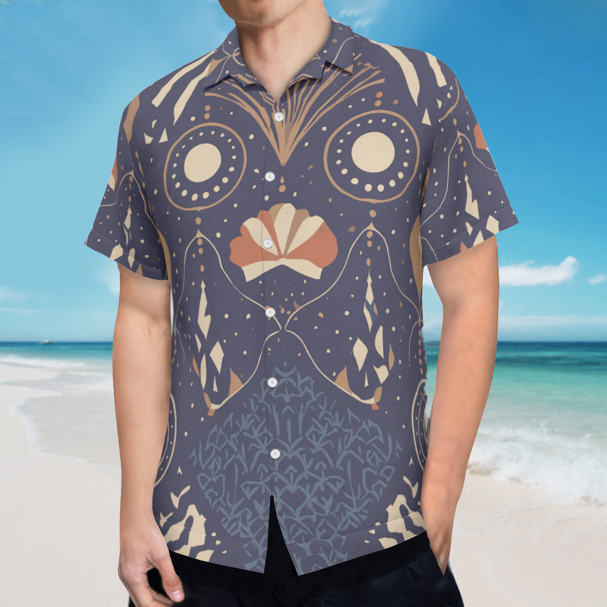 Abstract Blue Hawaiian Shirt
