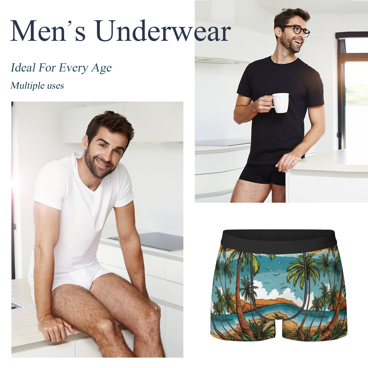 Beach Front Men's Underwear (Front and Back Design)丨Polyester