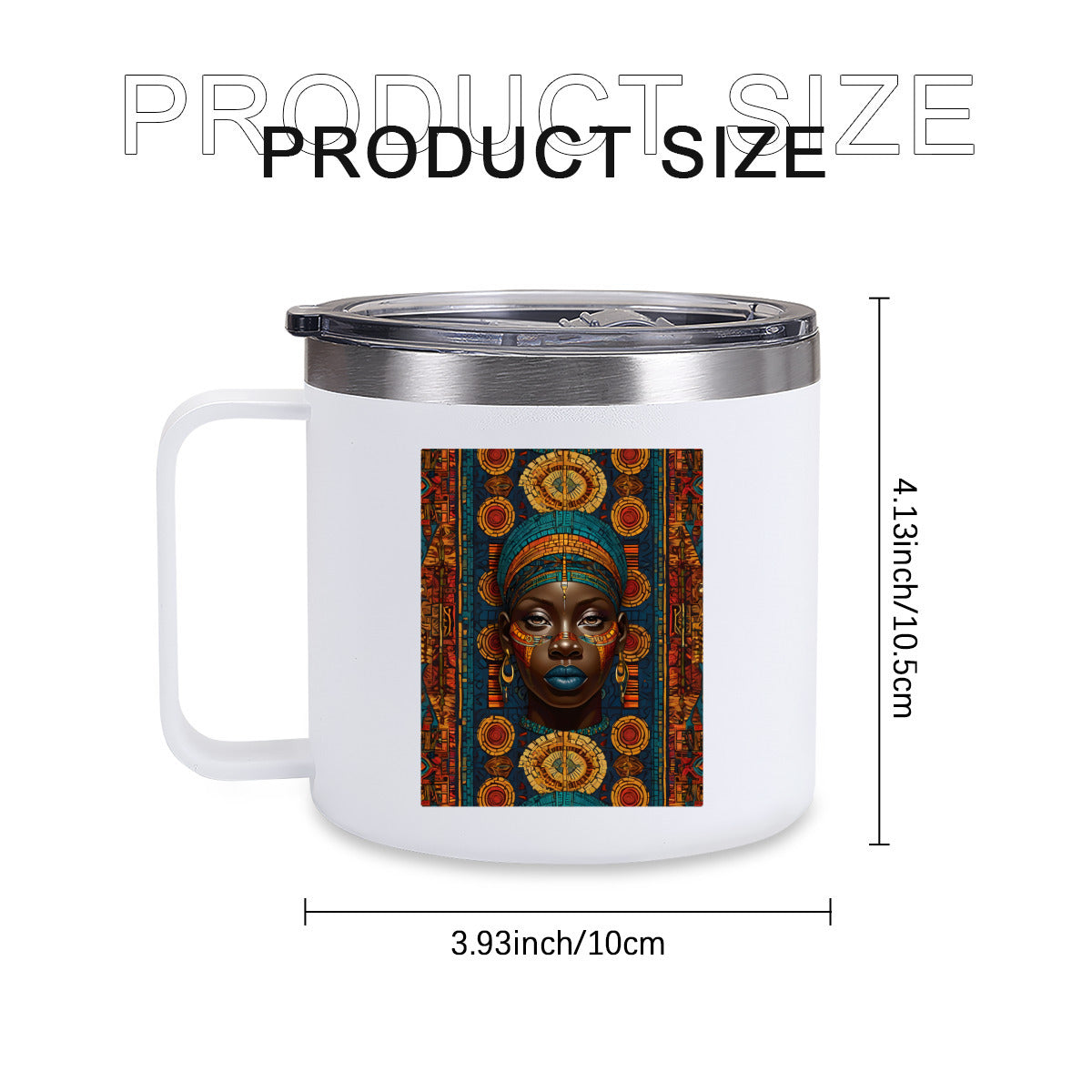 Melanin Image Reversible Patterned Insulated Tumbler Coffee Mug with Handle (410ml/14oz) | Stainless Steel 304