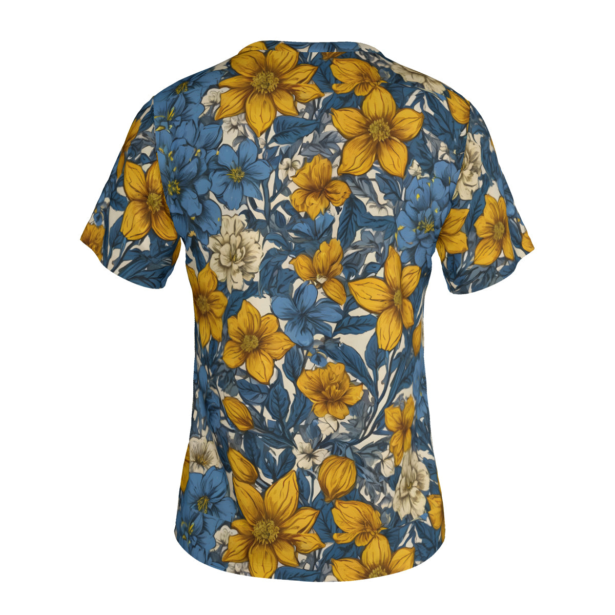 Floral Yellow Abstract Women's V-Neck Short Sleeve T-Shirt | Polyester