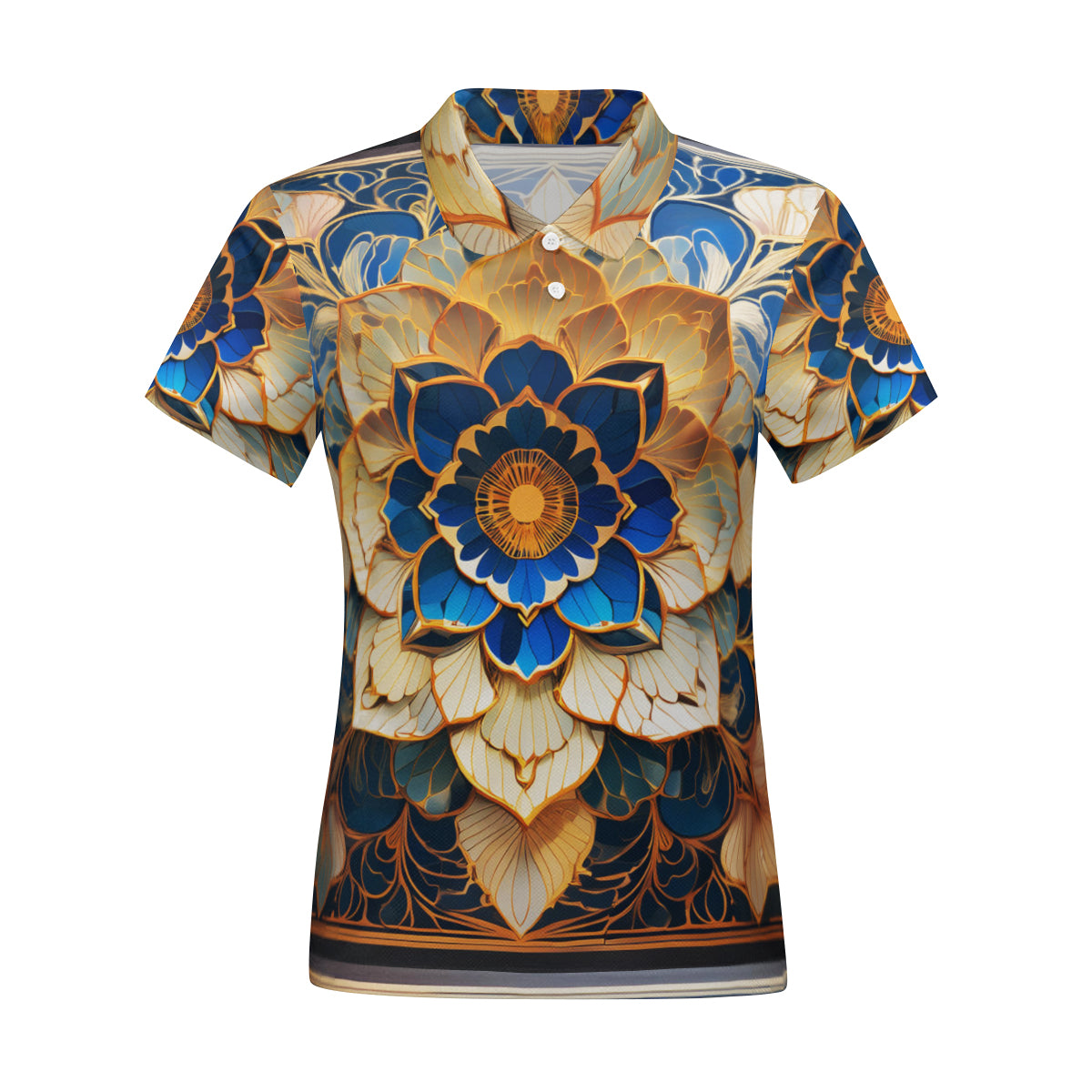 Elegant Floral Women's Short-Sleeved Polo Shirt