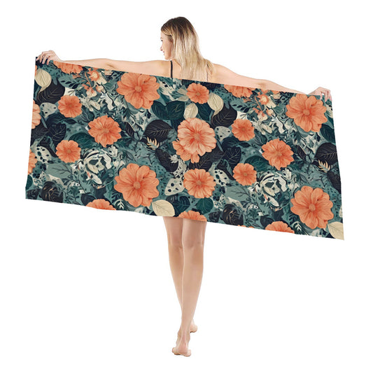 Floral Red Beach towel (comfortable model)|Polyester