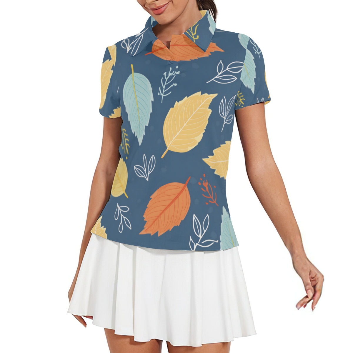 Beautiful Floral Women's Short-Sleeved Polo Shirt