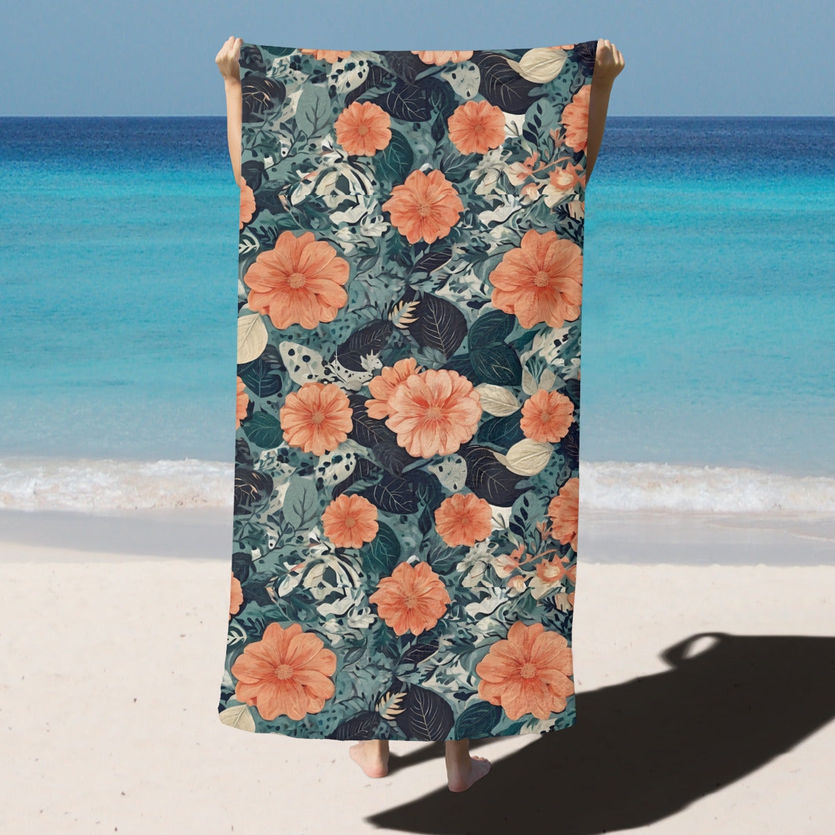 Floral Red Beach towel (comfortable model)|Polyester
