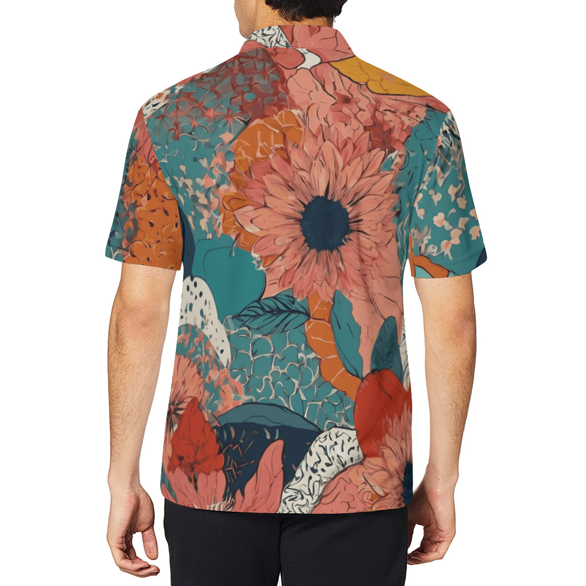 Awesome Floral Men's Premium European Size POLO Shirt | 95% Polyester+5% Spandex