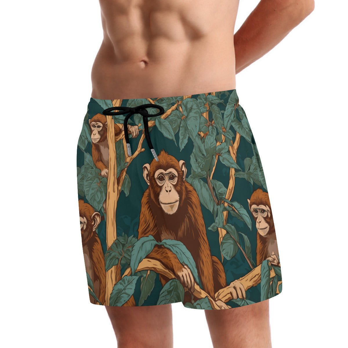 Monkey Vibes Men's Casual Shorts Double-Layer Sports Beach Pants