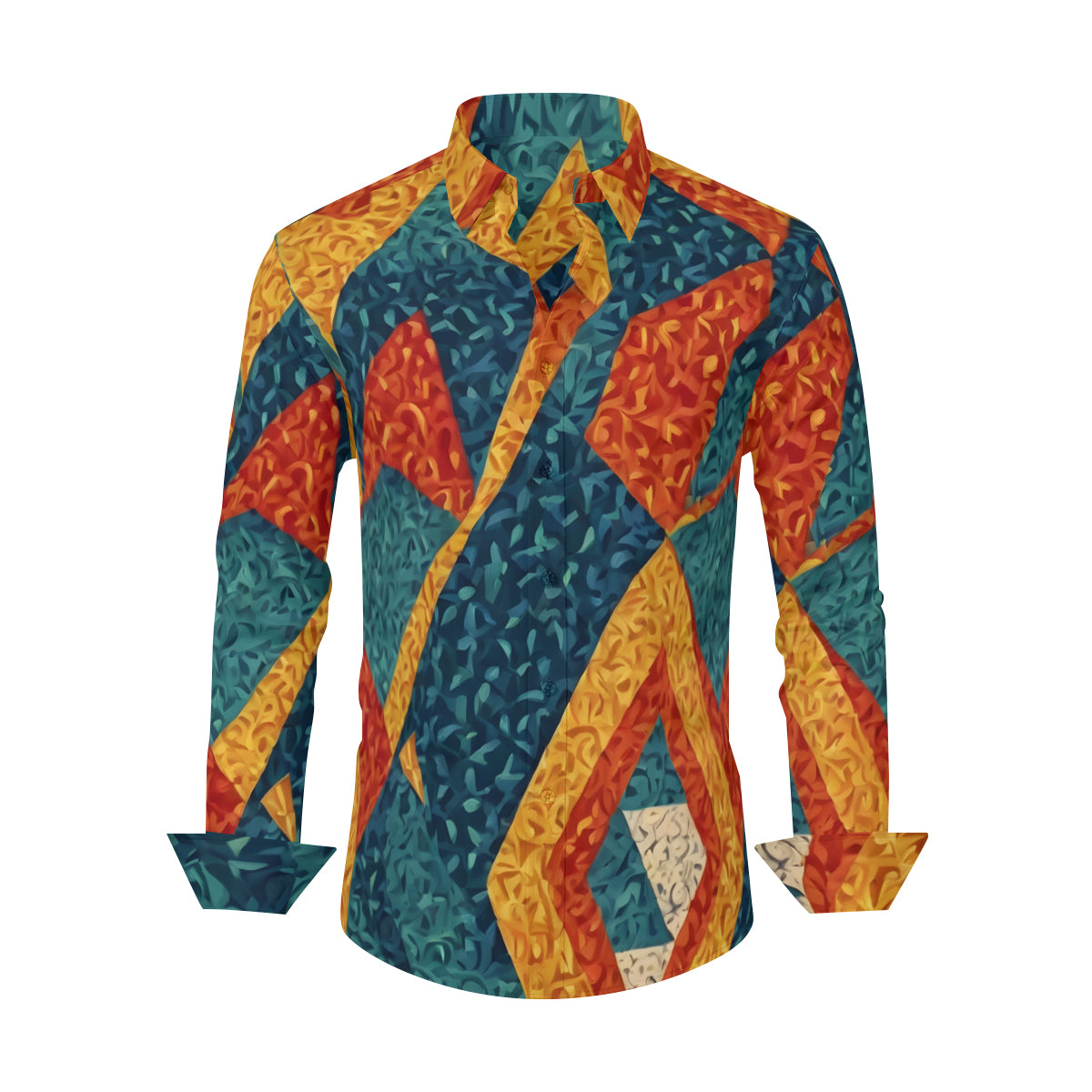Abstract Pattern Men's Classic Long-Sleeved Shirt | Polyester