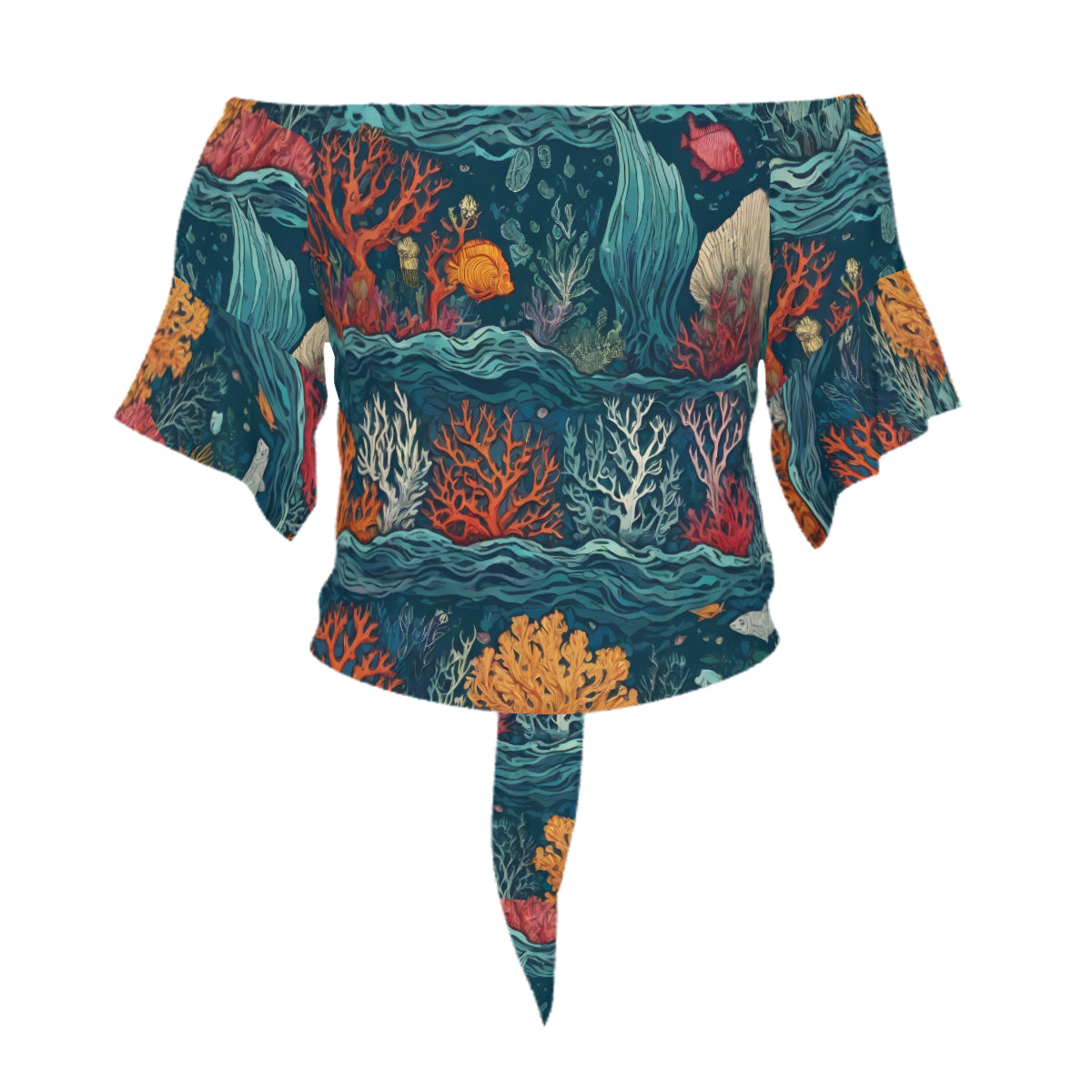Under Sea Beauty Women's One-shoulder Tie Short Sleeves T-shirt | Polyester
