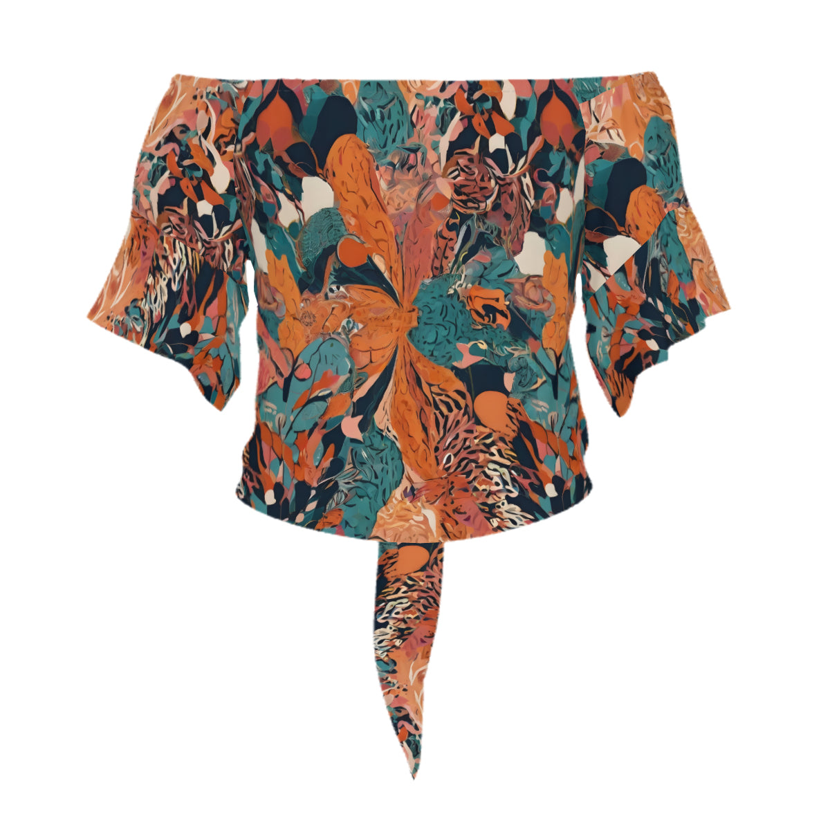 Abstract Vibes Women's One-shoulder Tie Short Sleeves T-shirt