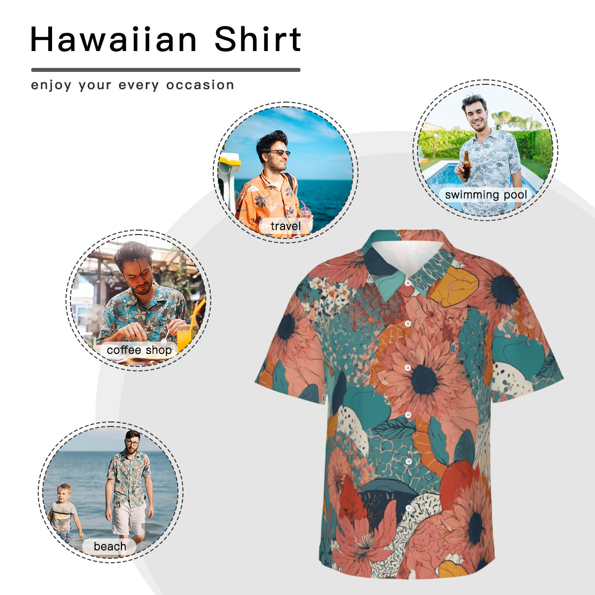 Awesome Floral Men's Short-Sleeve Hawaiian Shirt (Lightweight) | Polyester