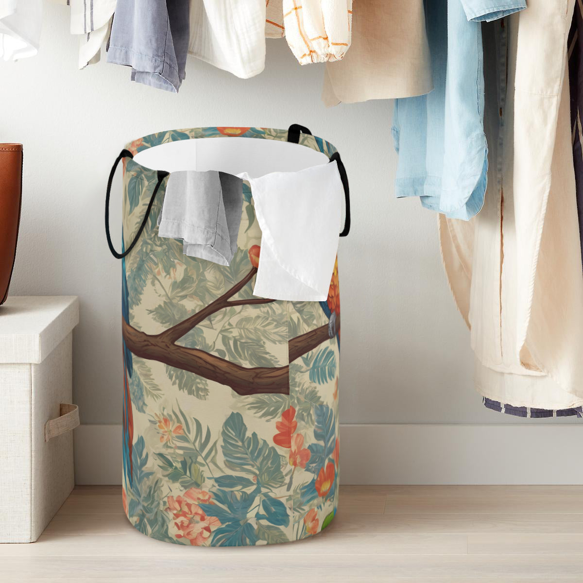Parrot Design Large Capacity Foldable Laundry Basket | Polyester