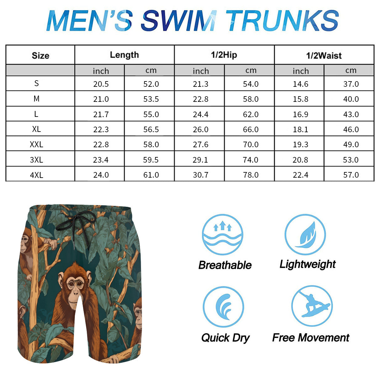 Monkey Vibes Men's Comfortable Beach Shorts