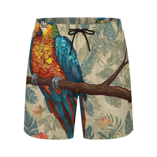 Parrot Design Men's Casual Shorts Double-Layer Sports Beach Shorts | Polyester
