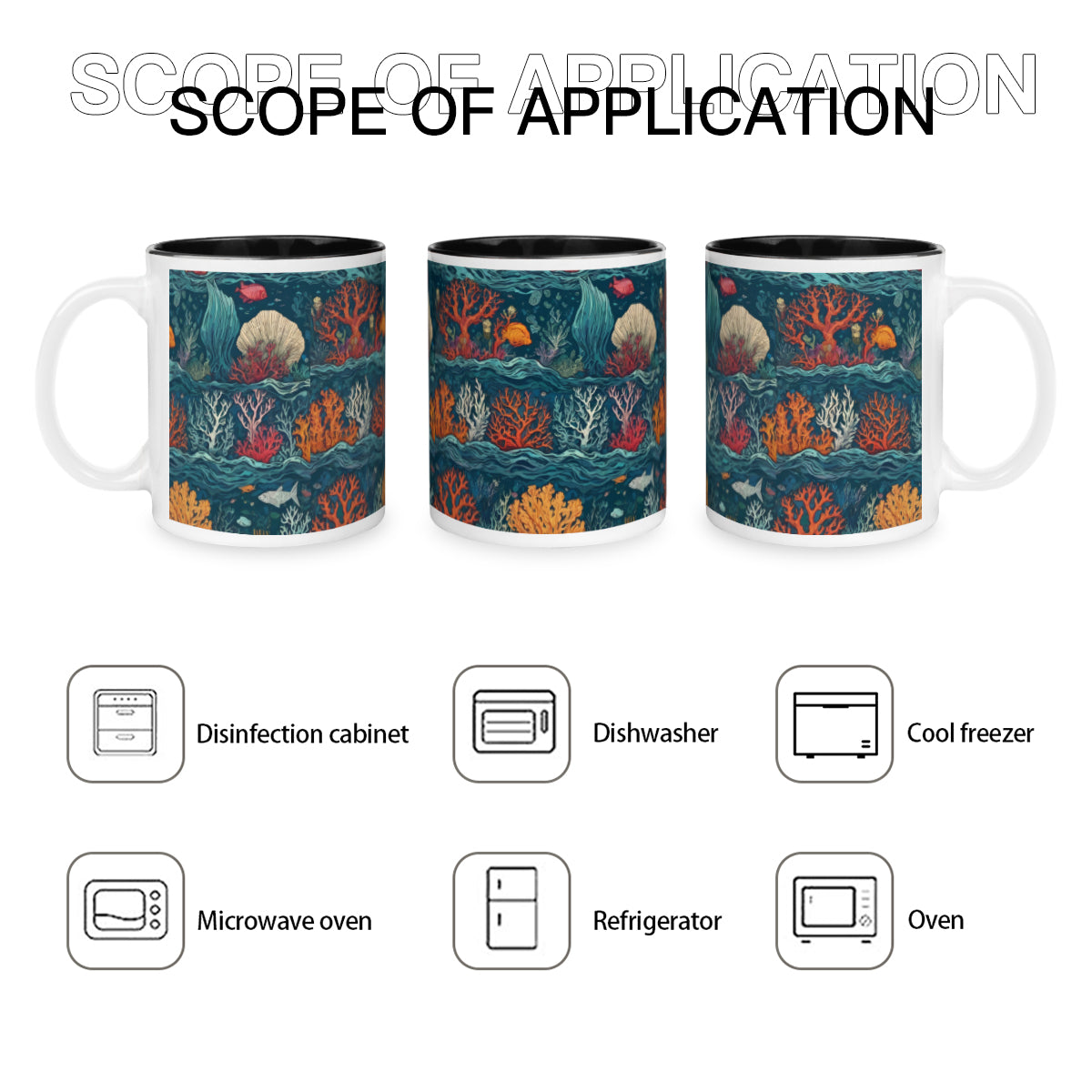 Under Sea Beauty Personalized Internal Black Mug (325ml/11oz) | Ceramic