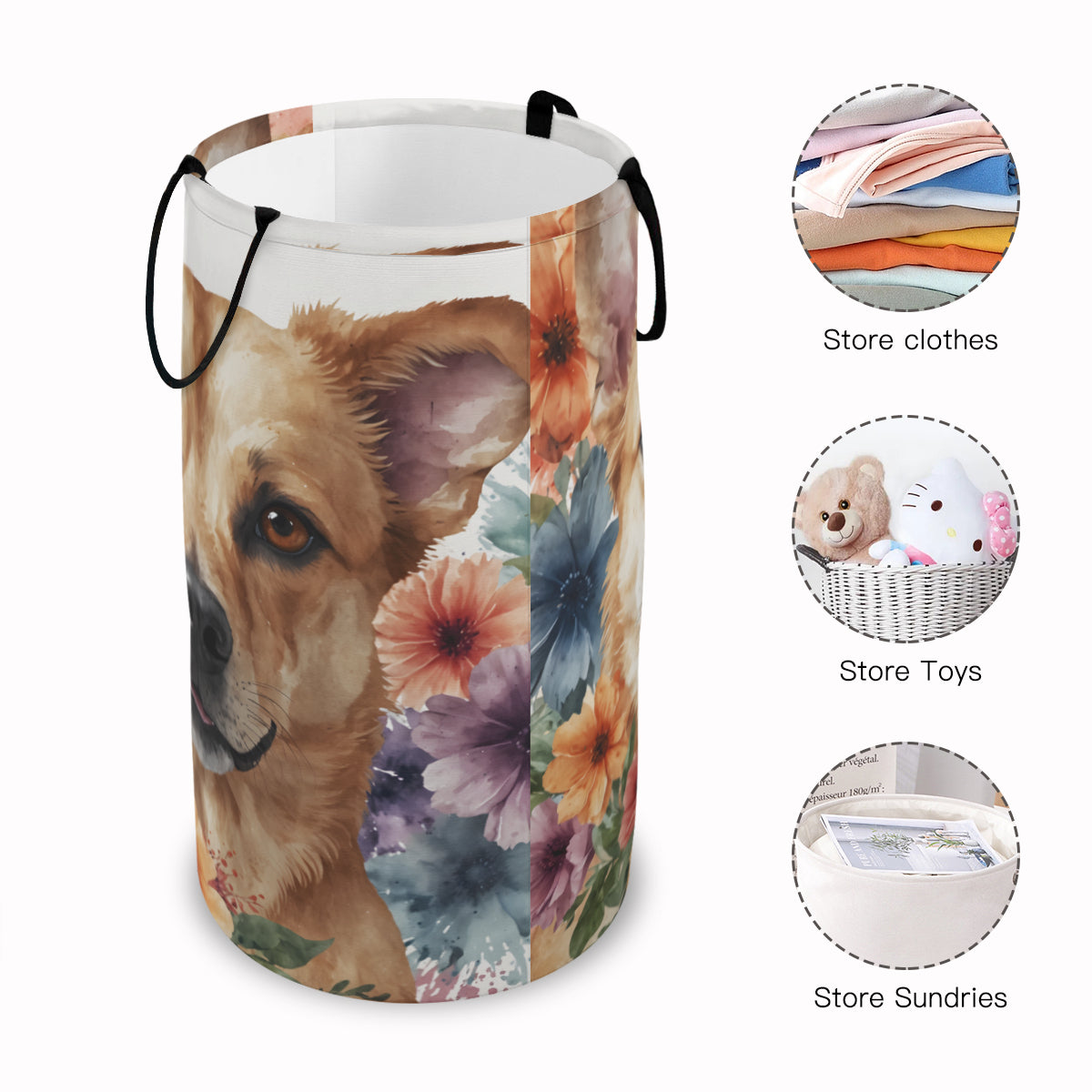 Dog Lovers Large Capacity Foldable Laundry Basket | Polyester