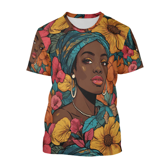 Melanin Queen Women's Short Sleeve T-Shirt(Multi-Faceted Design) | Polyester