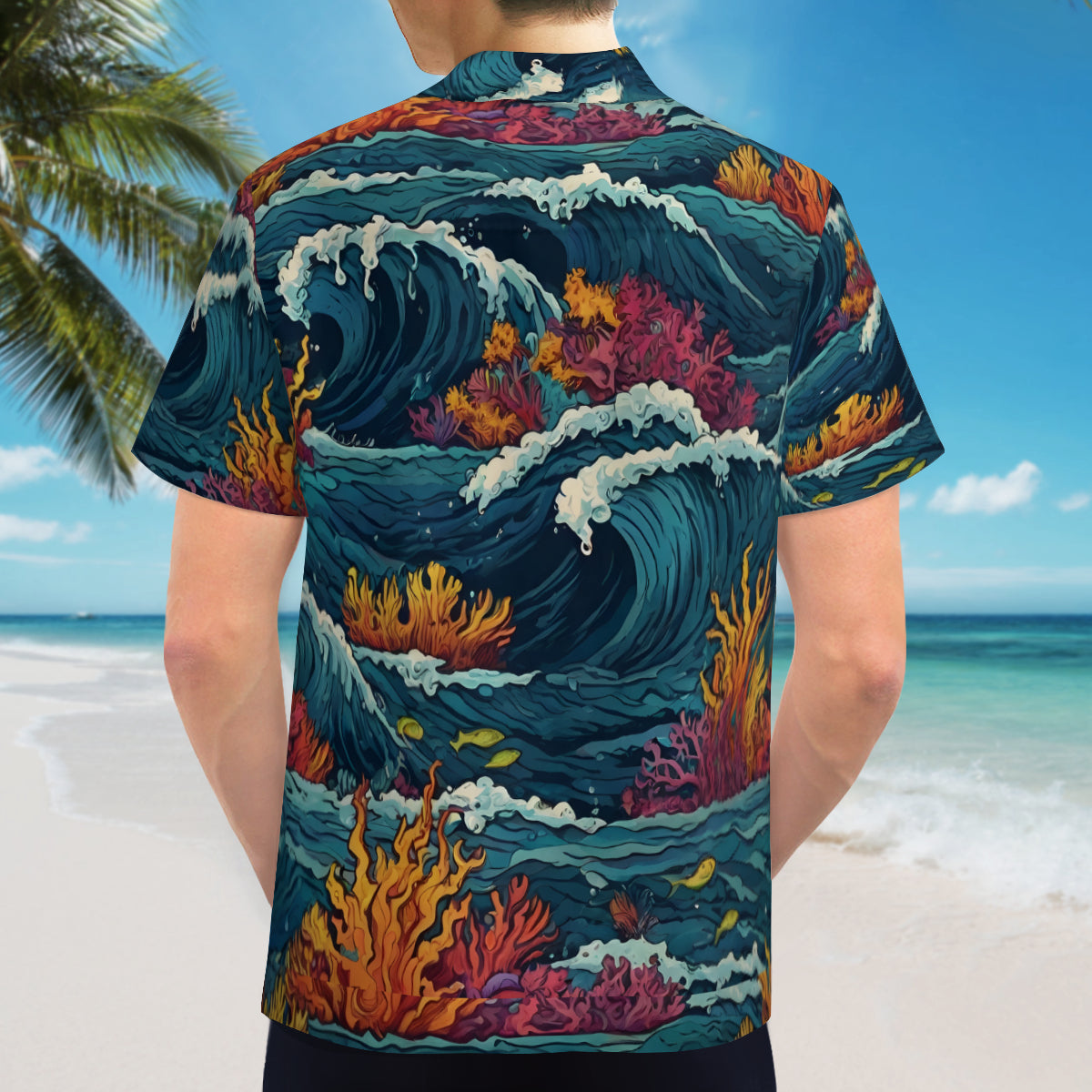 Ocean Waves Hawaiian Shirt | Polyester
