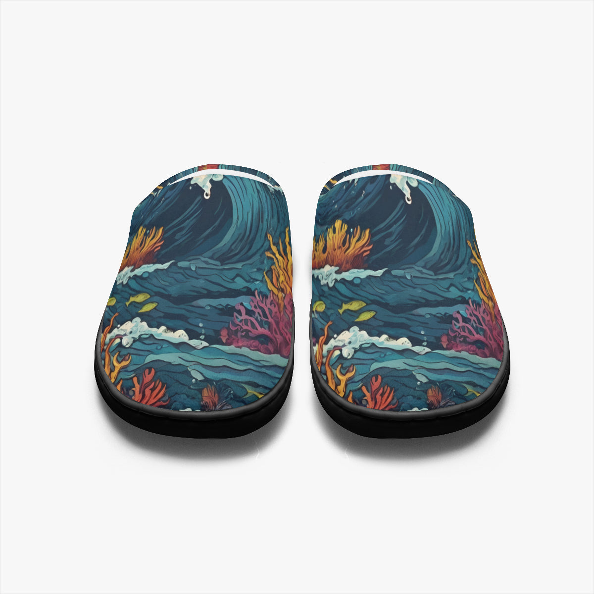 Ocean Waves Personalized Warm Cotton Slippers | Flannel