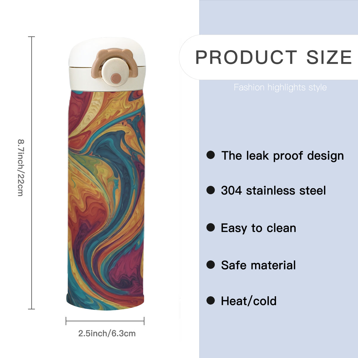 Colorful Design Travel Outdoor Tumbler (450ml/15oz) | Stainless Steel 304