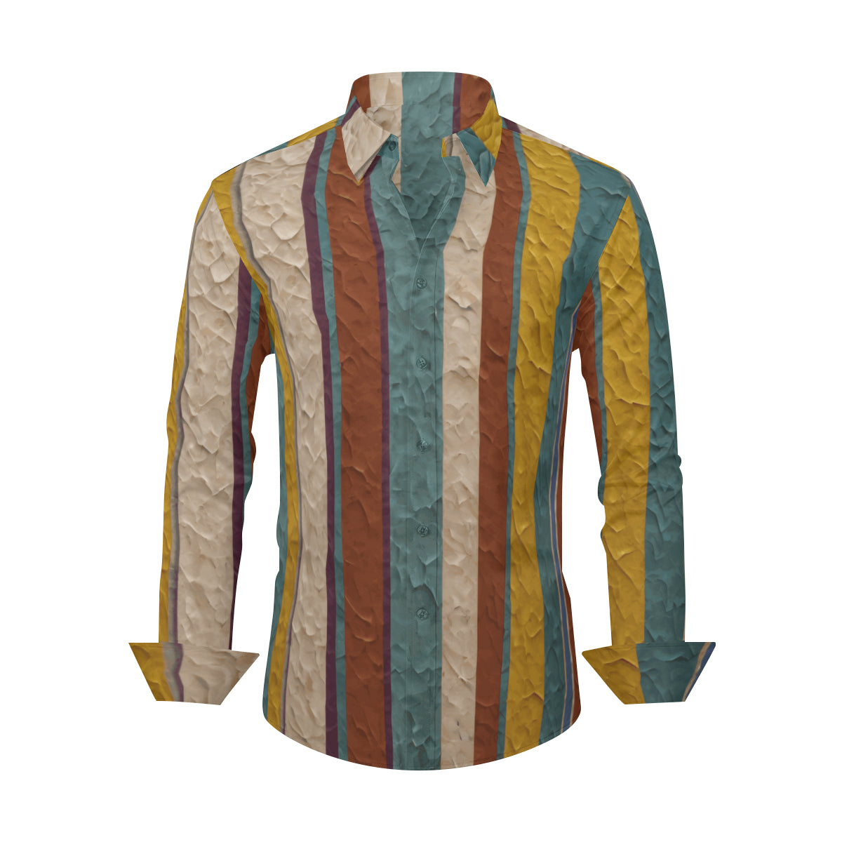 Strip Design Men's Classic Long-Sleeved Shirt | Polyester