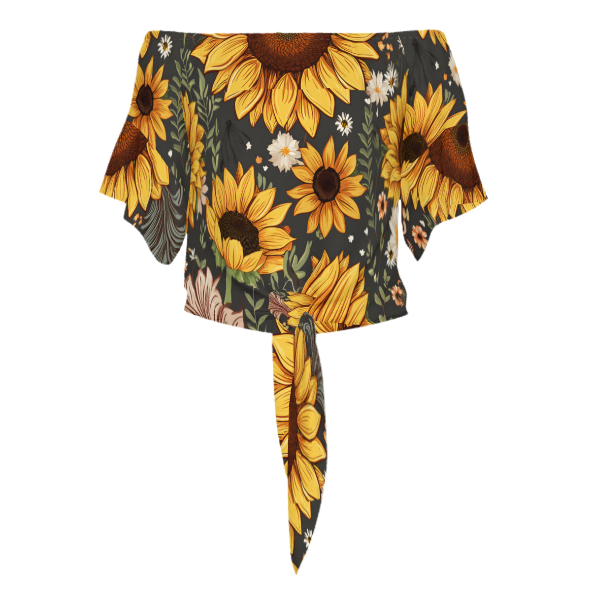 Sunflower Women's One-shoulder Tie Short Sleeves T-shirt