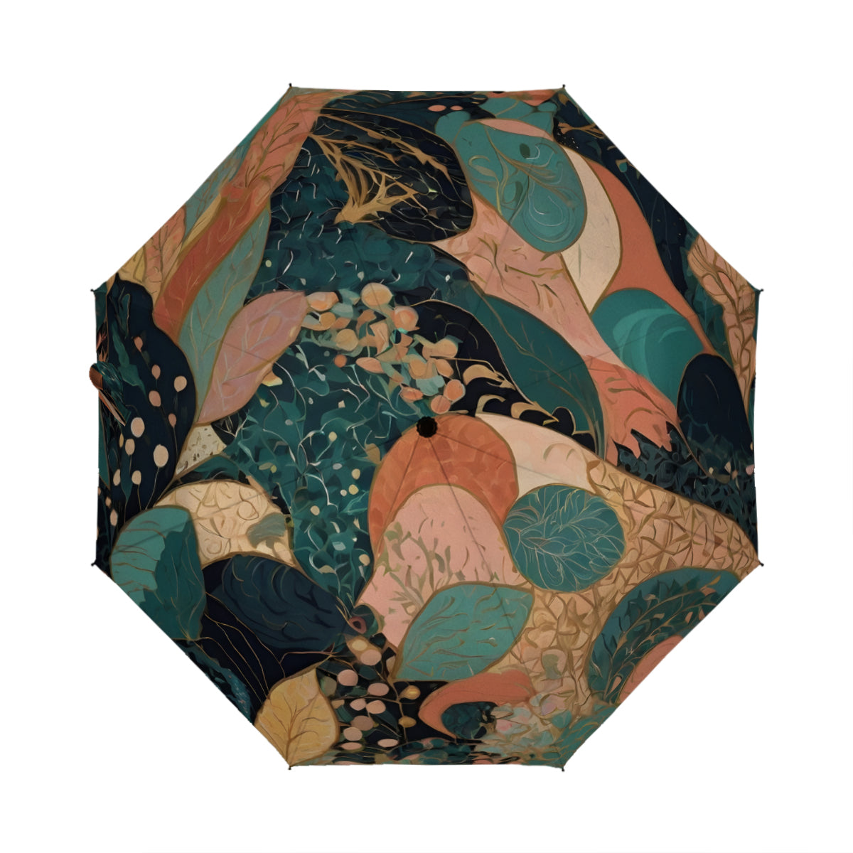 Abstract Wonder Automatic Tri-Fold Black Rubber Umbrella