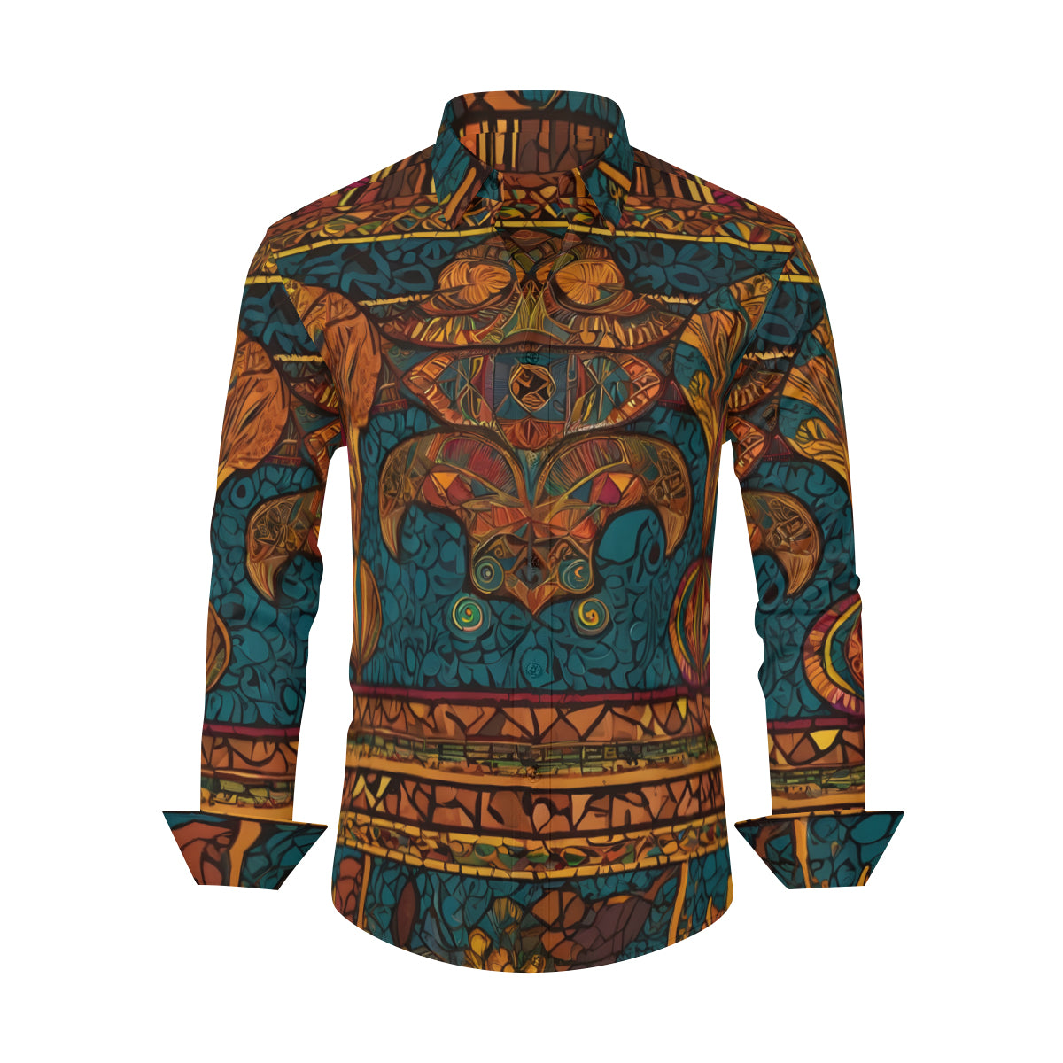 African Design Men's Classic Long-Sleeved Shirt | Polyester