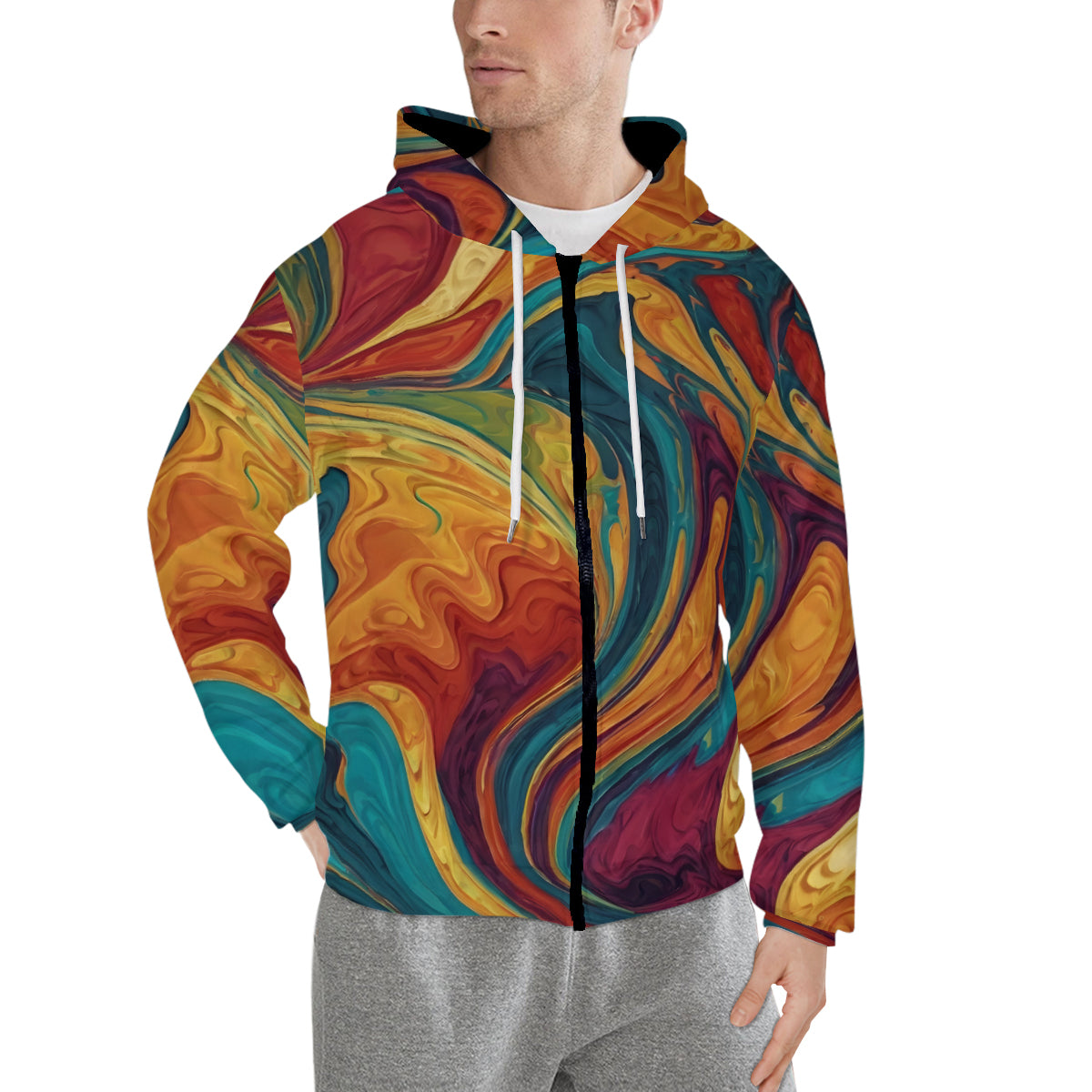Colorful Design Men's Zip Hoodie